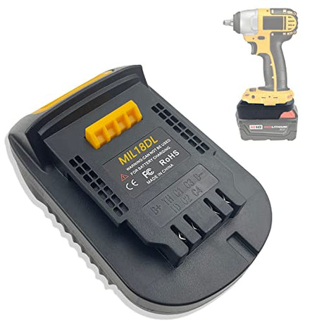 MIL18DL Battery Adapter Compatible for Milwaukee M18 18v Lithium Battery, Work Compatible with Dewalt 20v Cordless Power Tools, Converts for Milwaukee Battery to Dewalt Battery Echoyee