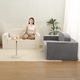 MeMoreCool Convertible Sofa Bed – Small Beige Corduroy Loveseat Sleeper, Boneless Fold-Out Cloud Couch with Foam, Trifold Floor Futon with Washable Cover for Bedroom, Apartment, Guest Room MeMoreCool