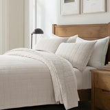 EVERGRACEHOME 100% Cotton Box Stitch Quilt Bedding Set Queen Size 3 Pieces, Garment-Washed Lightweight Soft Cozy Coverlet, Quilted Bedspread Sets with 2 Shams for All Season, Birch EVERGRACEHOME