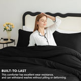 CozyLux King Size Comforter Set Black, 3 Pieces Solid Comforters King Size Breathable Quilted Style Bedding Set, Luxury Soft Microfiber Down Alternative Comforter Bed Set (1 Comforter & 2 Pillowcases) CozyLux
