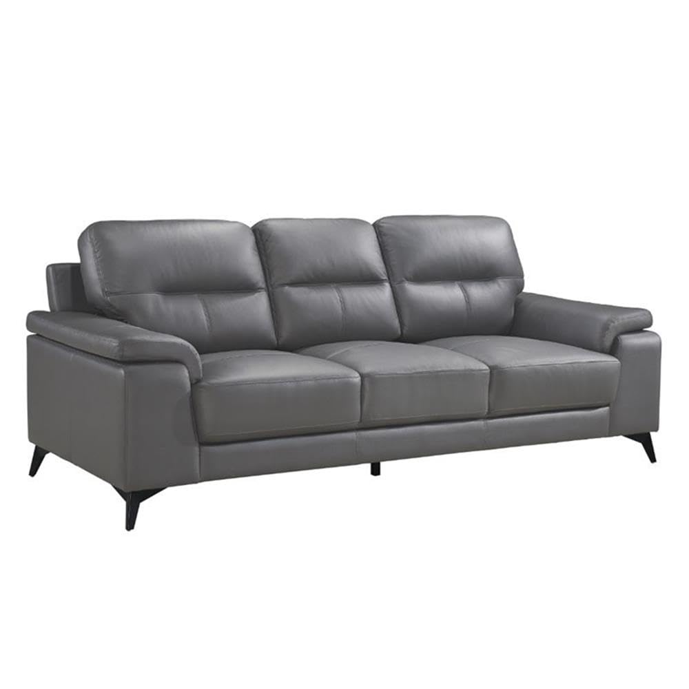 Homelegance 89" Leather Sofa, Dark Gray Homelegance
