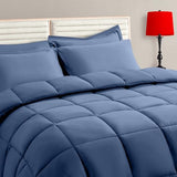 TAIMIT Slate Blue Twin Size Comforter Set - 5 Pieces, Bed in a Bag Bedding Sets with All Season Soft Quilted Warm Fluffy Reversible Comforter,Flat Sheet,Fitted Sheet,1 Pillow Shams,1 Pillowcases TAIMIT