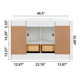 Spring Mill Cabinets Emlyn 48 Inch Bathroom Vanity with White Single Sink Top, 3 Cabinets, 2 Shelves, 2 Drawers, 48.5" W x 18.75" D x 32.89" H, White Spring Mill Cabinets