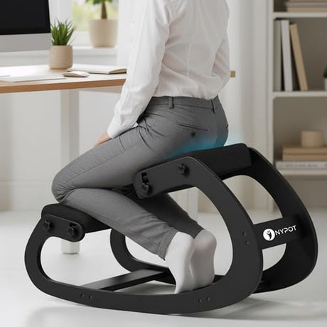 NYPOT Ergonomic Kneeling Chair with Adjustable Seats - Knee Chair for Posture Correction & Kneel Rocking Stool for Desk - Back Pain Relief for Home and Office, Supports 250 pounds - 5 Years Warranty NYPOT