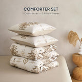 Wake In Cloud - Western Comforter Set, Boho Southwestern Rustic Farmhouse Style with Aztec Geometric Block Pattern, Soft Lightweight Bedding, 3 Pieces, Taupe Beige, Queen Size Wake In Cloud