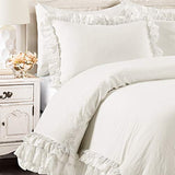 Lush Decor Ella Ruffle Lace Comforter, 3 Piece Set, Full/Queen, White - Cute Comforter - Queen Bedding Set - White Bedding Full Size - Coquette Decor - Ruffle Trim - Lace Trim Lush Decor