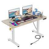 farexon Electric Standing Desk 55 x 24In with Charging Station, Adjustable Height Desk with Mouse Pad, 2 USB Ports & 3 Power Outlets, 4 Caster, 4 Preset Heights, 27''-46'' Lifting Range farexon
