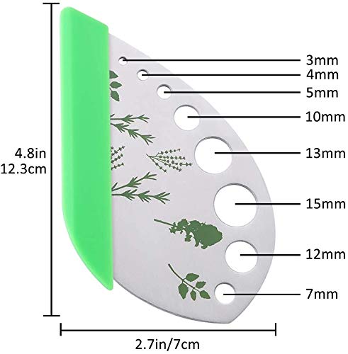 Herb Stripper, Jiaedge Green 9 holes Stainless Steel Kitchen Herbs Leaf Stripping Tool, Metal Herb Peeler for Kale, Collard Greens, Thyme, Basil, Rosemary Stripper