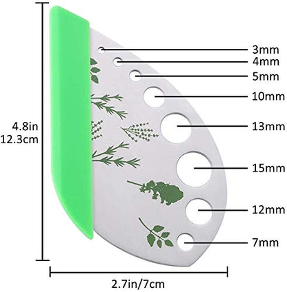 Herb Stripper, Jiaedge Green 9 holes Stainless Steel Kitchen Herbs Leaf Stripping Tool, Metal Herb Peeler for Kale, Collard Greens, Thyme, Basil, Rosemary Stripper