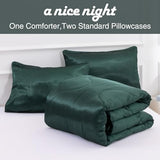 A Nice Night Satin Silky Soft Quilt Sexy Luxury Super Soft Microfiber Bedding Comforter Set Full/Queen, Light Weighted (Blackish Green, Queen) A Nice Night