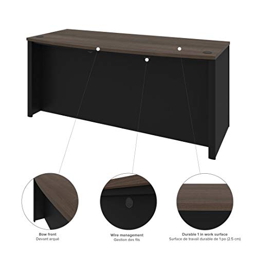 Bestar Connexion 72W U-Shaped Executive Desk with Lateral File Cabinet in Antigua & Black Bestar