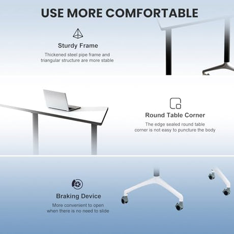 Folding Conference Room Tables,Modular Conference Table for Meeting Rooms,Mobile Portable Training Table with Locked Wheels,Flip Top Rolling Meeting Rooms Table Stackable Seminar Tables for Office Relgix