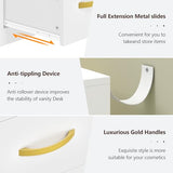 Vanity Desk with Mirror and Lights, White Makeup Vanity Table with 360° Roating Shelves, Large Vanity Desk with 7 Drawers, Power Outlet, Dressing Table Set with Lighted Mirror Adjustable, for Bedroom Aiguazi