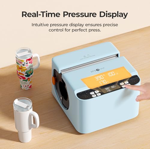 HTVRONT Auto Tumbler Heat Press - A200H Full Cup Transfer Heat Press Machine for 40 OZ Tumbler with Handle, Heat Even Cups Sublimation Machine with Adjustable Pressure & 4 Memory Modes, Blue HTVRONT