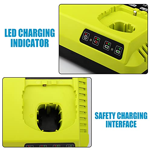 Energup 2Port 18V P117 Replace for Charger for Ryobi 18V Battery ONE+ P117 P118 for Ryobi 18V Max Lithium NiCd Battery P100 P102 P103 P105 P107 P108 Dual Chemistry 12-18V for Ryobi Battery Charger energup