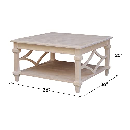 IC International Concepts International Concepts Josephine Square Solid Wood Coffee Table, Unfinished - WoodArtSupply