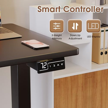 L Shaped Standing Desk Adjustable Height, Electric Corner Standing Desk, Sit Stand Computer Table with Memory Controller for Home (Black, 55 Inch) Homall