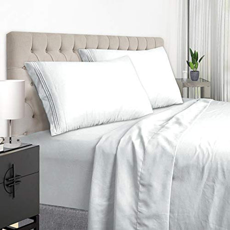 EaseHome White Full Size Bed Sheet Set -Deep Pocket to 18 inches Mattress 4 Piece - Premium Bedding Sheets & Pillowcases Collection - Extra Soft EaseHome