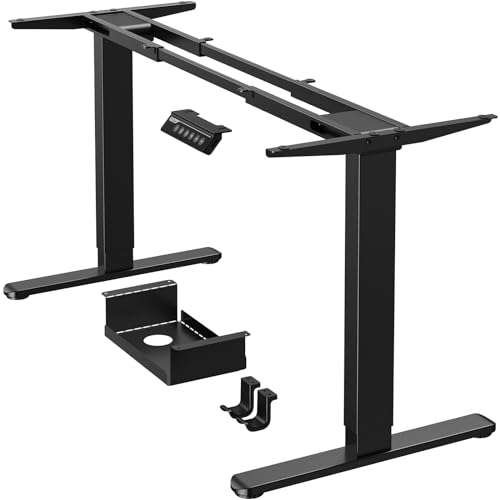 ErGear Standing Desk Frame [Dual Motor] Electric Adjustable Legs Compatible Desktop Size 44″-90″, 264 lbs Weight Capacity, 4 Memory Height Settings Stand up Desks Frame Workstation, Black Fra - WoodArtSupply