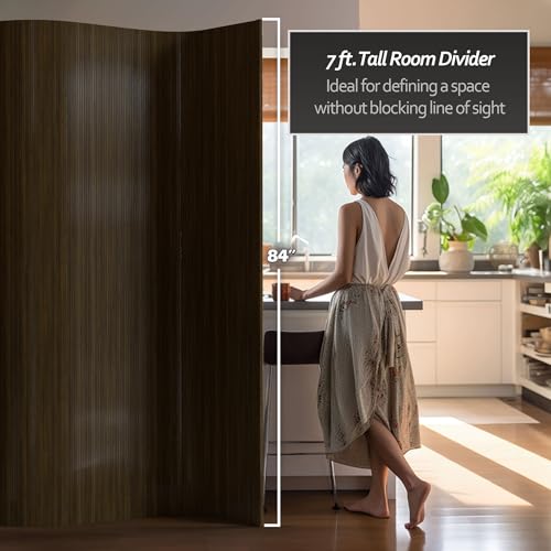 Red Lantern 7 ft. Tall Bamboo Wave Screen - Dark Mocha Red Lantern
