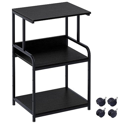 Arbuxzuy Printer Stand with Storage Shelf,3 Tier Printer Cart with Wheels,Mobile Printer Table for Home Office,Stands for Printer Heat Press Scanner Fax,Industrial Style (Black)