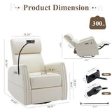 COLAMY Power Recliner Chair Swivel Glider, Upholstered Faux Leather Nursery Reclining Sofa Chair for Bedroom/Living Room/Reading Spaces, Beige COLAMY