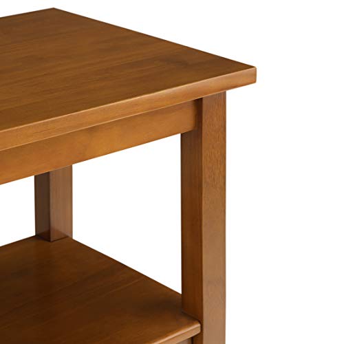 SIMPLIHOME Warm Shaker Wide Console Table - 60 Inch Wide Solid Wood Sofa Table in Light Golden Brown, Transitional Storage Table for Living Room with 4 Drawers, Open Shelf, and Brushed Nickel Knobs SIMPLIHOME