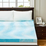 PERLECARE 3 Inch Full Memory Foam Mattress Topper, Cooling Gel Infused Mattress Pad, Ventilated Bed Topper for Pressure Relief, Blue PERLECARE