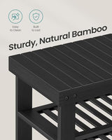 SONGMICS Shoe Rack Bench, 4 Tier Bamboo Shoe Storage Organizer, Entryway Bench, for Living Room, Bathroom, Bedroom, 11.3 x 35.2 x 20.5 Inches, Ink Black ULBS390BH01 SONGMICS