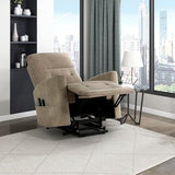 Lexicon Power Lift Recliner with Heat and Massage for Adults Elderly Ergonomic, Textured Microfiber Tufted Lounge Chair Classic Single Sofa Recliner with Side Pockets, Home Theater Seating, Brown Lexicon