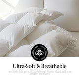 Royal Luxe Goose Feather Down Fiber Comforter - Queen Size Duvet Insert, 100% Cotton Cover All Season Comforter Ultra Soft Luxurious Hotel Bedding, 88”x88” Royal Luxe