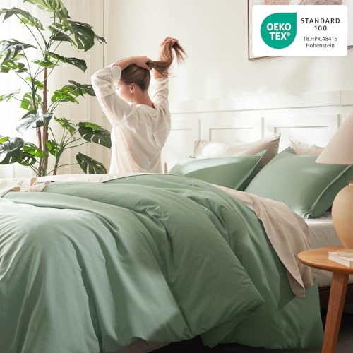Litanika Queen Comforter Set Sage Green, 3 Pieces Lightweight Comforters Queen Size Solid Bedding Comforters Sets, Down Alternative Comforter Bed Set Quilt Blanket Litanika