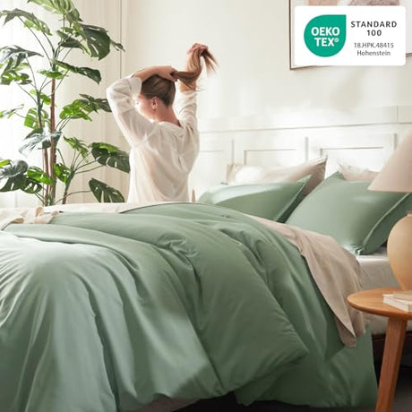 Litanika Comforter Full Size Set Sage Green, 3 Pieces Lightweight Bed Set, Solid Bedding Comforters Sets, Soft All Season Down Alternative Quilt Blanket Litanika