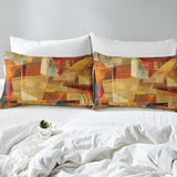 Feelyou Orange Red and Yellow Sheet Set King Size Kids Geometric Abstract Sheets with Deep Pocket Fitted Sheet for Boys Girls Teens Modern Bed Sheets Set Artwork Bedding Set Room Decor Feelyou