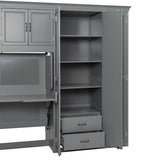 MERITLINE Twin Horizontal Murphy Bed with Desk and Storage Wardrobe,Cabinets,Shelves and Drawers, Wood Space-Saving Hidden Murphy Wall Bed for Teens Adults (Twin,Grey) MERITLINE