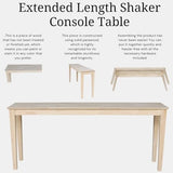 International Concepts Shaker Console Table, 72-Inch Long, Solid Parawood, Unfinished IC INTERNATIONAL CONCEPTS