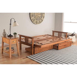 HomeStock Asian Allure Fusion Futon Wood Frame Classic Style with Mission Style Arms with Solid Pattern with Foldable Feature for Lounge Room with Tight Back Full Frame with Drawers/Barbados HomeStock