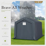 Sophia & William Outdoor Storage Shed Carport 8x12 ft Heavy Duty, Portable Garden Yard Car Port Shelter Storage Tent Garage with Roll Up Doors and Ventilation, Grey Sophia & William