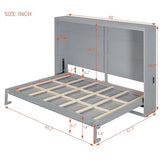 Harper & Bright Designs Queen Size Murphy Bed Cabinet Wall Bed Chest, Solid Wood Queen Platform Bed Frame, Space-Saving for Multipurpose Guest Room Bedroom or Home Office, Gray Harper & Bright Designs