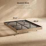 Evermagin Oak Queen Floating Bed Frame with led Lights, Bohemia Fluted 10 Inch High Floating Platform Bed No Headboard, Heavy Duty Metal Float Bedframe, No Box Spring Needed Evermagin