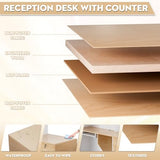 L-Shaped Large Wooden Reception Desk, Modern Front Desk Reception Counter with Lockable Drawers & Storage & Keyboard Tray, for Checkout, Lobby (Right-Natural Wood/White, 71''L x 42''W x 41''H) Yorkgargen