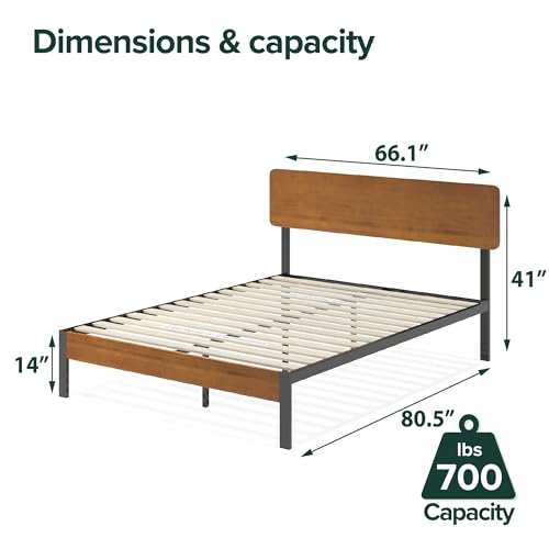 Zinus Olivia Sustainable Bamboo and Metal Queen Platform Bed Frame - No Box Spring Required - WoodArtSupply