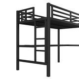 Bellemave Twin Loft Bed with Desk and LED, Metal Twin Loft Bed Frame with USB guardrail and Ladder for Adults, Kids, Teens, Black Bellemave