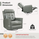 choairy Swivel Rocker Recliner Chair for Adults, Recliner Chairs for Small Spaces, Faux Leather Manual Reclining Sofa Chair, Comfy Soft Nursery Rocking Chair for Living Room， Olive Green