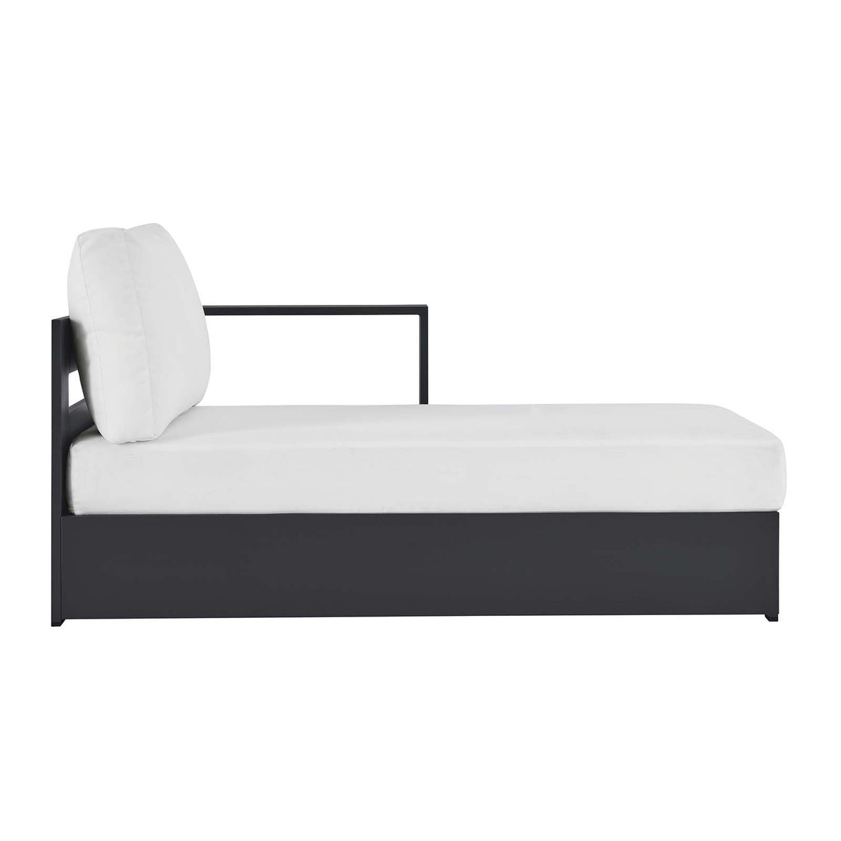 Modway Tahoe Powder-Coated Aluminum Outdoor Chaise Lounge in Gray White with Weather-Resistant Cushions, Modular Right-Facing Patio Lounger for Pool Furniture or Sectional Sofa Set Modway