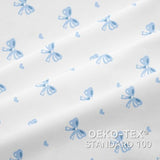Sedefen Bow Duvet Cover Twin Size Blue Striped on White Bedding Set 2 Pieces Cute Heart Printed Stripe Reversible Princess Style Soft Breathable Microfiber Duvet Cover Set with Zipper Closure Sedefen