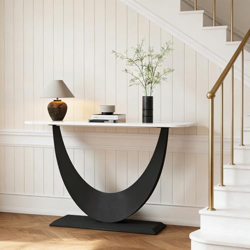 Entryway Table,Modern Marble Top Console Table Narrow Console Table, Entry Way Table Sofa Table, Metal Frame Accent Table, for Entry Way, Hallway, Entrance, Foyer, Living Room B.Sauraseng