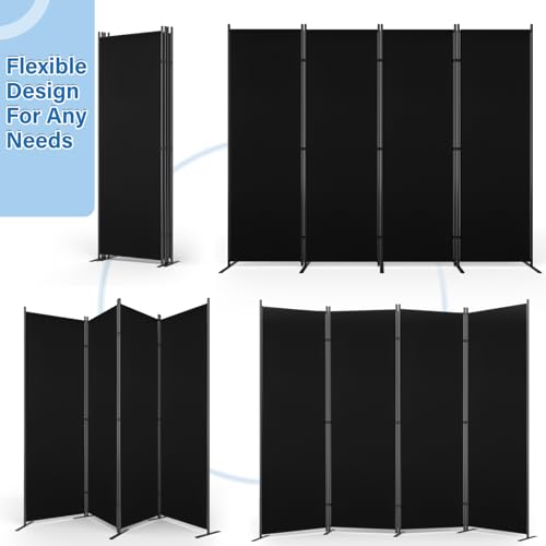 AKTOP 4 Panel Room Divider, 6FT Portable Wall Divider for Room Separation, 88"W Fabric Partition Room Dividers and Folding Privacy Screens, Freestanding Room Separators for Home Office Bedroom, Black AKTOP