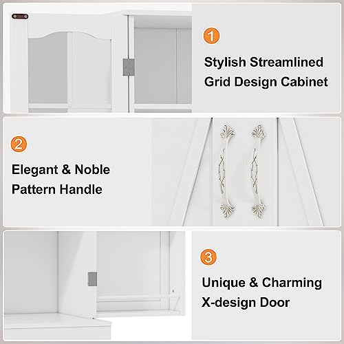 Jehiatek 64” Kitchen Pantry Storage Cabinet, Tall Kitchen Pantry Cabinets with Doors and Shelves, Food Pantry Cabinet Buffet Cupboards for Bedroom Jehiatek