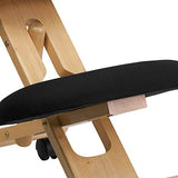 EMMA + OLIVER Mobile Wooden Ergonomic Kneeling Office Chair in Black Fabric EMMA + OLIVER